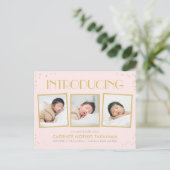 おもしろいスナップショットベビー誕生発表葉書 ポストカード (スタンド正面)