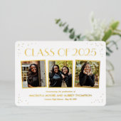 おもしろいスナップショット箔の卒業写真招待状 箔招待状 (立ち正面)