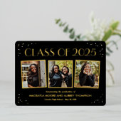 おもしろいスナップショット箔卒業写真招待状Foi 箔招待状 (立ち正面)