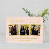 おもしろいスナップショット箔卒業写真招待状Foi 箔招待状 (立ち正面)