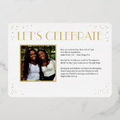 おもしろいスナップショット箔卒業写真招待状Foi 箔招待状 (裏面)