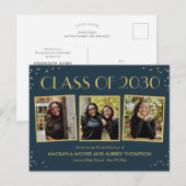 おもしろいスナップショット編集可能なカラー卒業はがき ポストカード (正面/裏面)