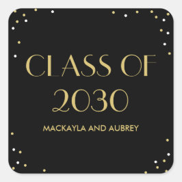 おもしろいスナップショット編集可能なカラー卒業ステッカー スクエアシール