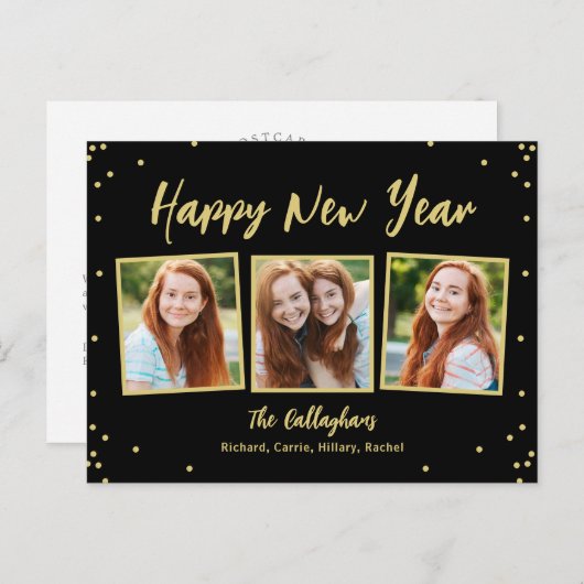 おもしろいスナップショット編集可能な色の新年葉書 シーズンポストカード (正面/裏面)