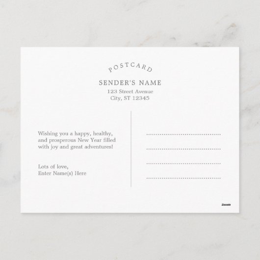 おもしろいスナップショット編集可能な色の新年葉書 シーズンポストカード (裏面)