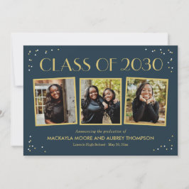 おもしろいスナップショット編集可能カラー卒業招待状 招待状