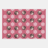 おもしろいスノーフレークブルーレッドグレークリスマス顔写真 ラッピングペーパーシート (正面3)