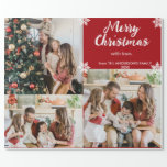 おもしろいスノーフレークMerry Christmas Family 3写真 ラッピングペーパー<br><div class="desc">ハッピンモダングホリデーズメリークリスマスファミリー3写真名</div>