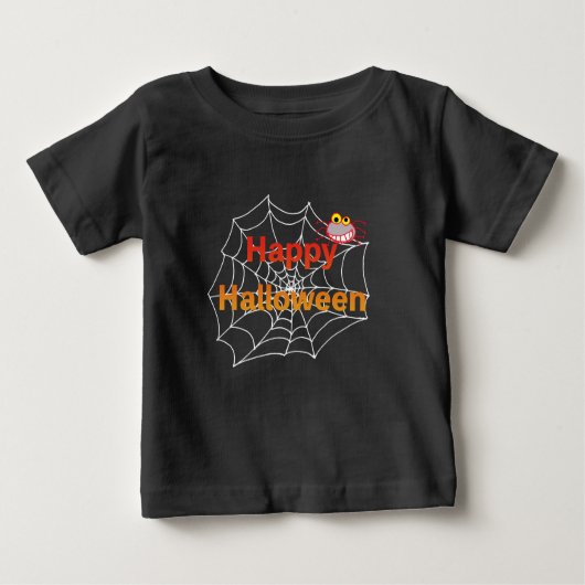 おもしろいスパイダオンハロウィーンくもの巣 ベビーTシャツ (正面)