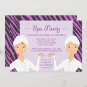 おもしろいスパガール誕生日スパパーティの招待状|ゼブラ 招待状 (正面/裏面)