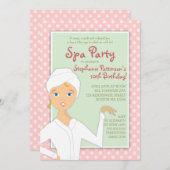 おもしろいスパガール誕生日スパパーティの招待状 |ピンク 招待状 (正面/裏面)