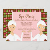 おもしろいスパガール誕生日スパパーティの招待状|ピンク 招待状 (正面/裏面)