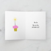 おもしろいスパークラーカップケーネーム誕生日カードの追加 カード (内部)