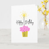 おもしろいスパークラーカップケーネーム誕生日カードの追加 カード (黄色い花)