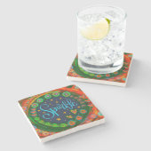 おもしろいスパークルスターハート お洒落 ストーンコースター (横)