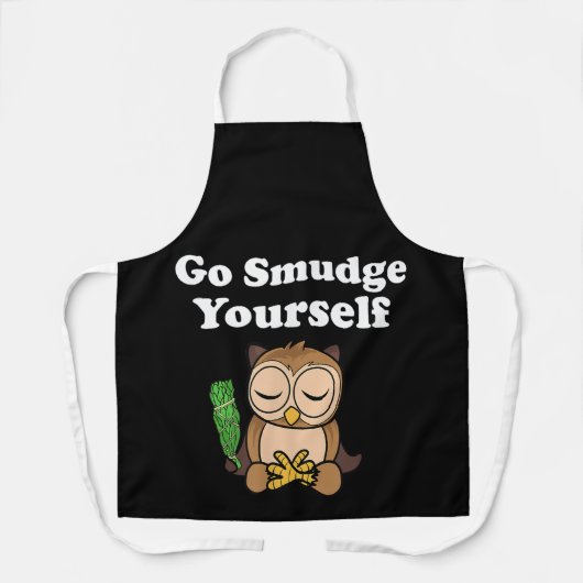 おもしろいスピリチュアルがフクロウの汚れめい想る エプロン (正面)