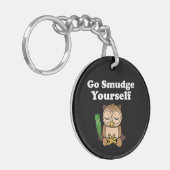 おもしろいスピリチュアルがフクロウの汚れめい想る キーホルダー (正面左)