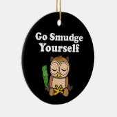 おもしろいスピリチュアルがフクロウの汚れめい想る セラミックオーナメント (右)