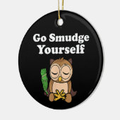 おもしろいスピリチュアルがフクロウの汚れめい想る セラミックオーナメント (左)