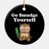 おもしろいスピリチュアルがフクロウの汚れめい想る セラミックオーナメント (裏面)