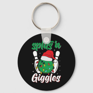 おもしろいスプリットGigglesボーリングプレーヤークリスマスボウル キーホルダー