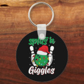 おもしろいスプリットGigglesボーリングプレーヤークリスマスボウル キーホルダー (正面)