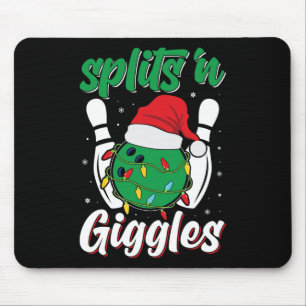 おもしろいスプリットGigglesボーリングプレーヤークリスマスボウル マウスパッド