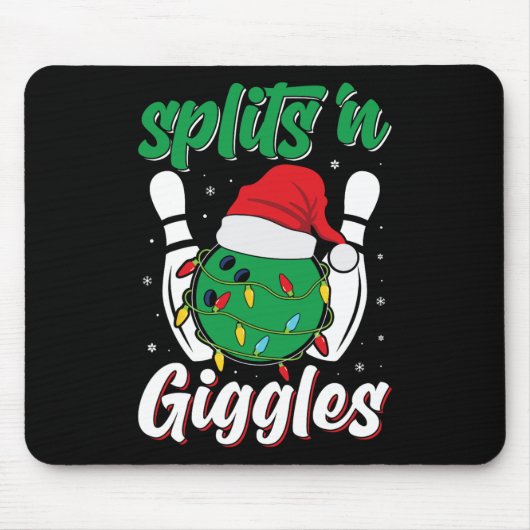おもしろいスプリットGigglesボーリングプレーヤークリスマスボウル マウスパッド (正面)
