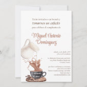 おもしろいスペインのコーヒースプラッシュ90th誕生日パーティー 招待状 (正面)