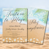 おもしろいスペインのサンディビーチライツ90thバースデーパーティー 招待状