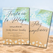 おもしろいスペインのビーチサンドショア40th誕生日パーティー 招待状