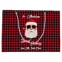 おもしろいスペシャルデリバリサンタレッドブラックバッファロープレイド