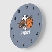 おもしろいスポーツ野球パーソナライズされた時計 ラージ壁時計 (傾斜)