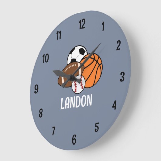 おもしろいスポーツ野球パーソナライズされた時計 ラージ壁時計 (傾斜)