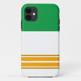おもしろいスポーティケリーグリーンホワイトイエローレースストライプズ iPhone 11 ケース
