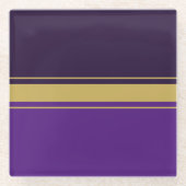 おもしろいスポーティツートーンパープルお洒落レースストライプ ガラスコースター (正面)