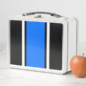 おもしろいスポーティブライトブルー白黒レースストライプズ メタルランチボックス (インサイチュ)