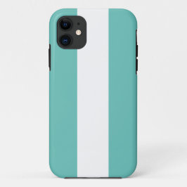 おもしろいスポーティレトロアクアティール（緑がかった色）ホワイトレーシングストライプズ iPhone 11 ケース