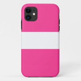 おもしろいスポーティワイド明るいキャンディピンク白ストライプ色 iPhone 11 ケース