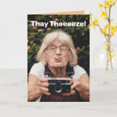 おもしろいスマイルまだ歯の誕生日 カード (黄色い花)