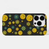 おもしろいスマイルフェイスとグルービーフラワーズ Case-Mate iPhoneケース (裏面 (横))