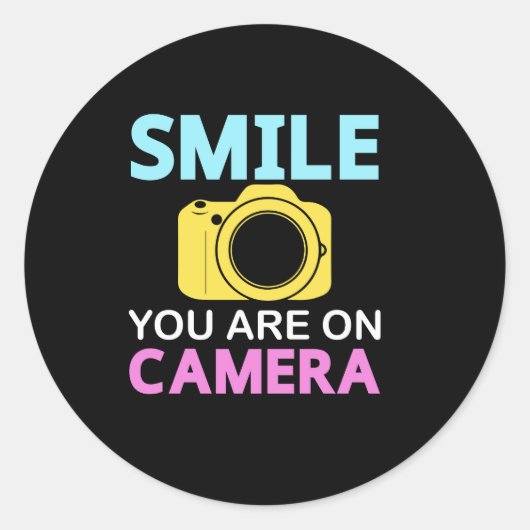 おもしろいスマイルYou Are Camera Sticker ラウンドシール (正面)