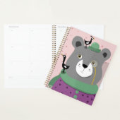おもしろいスマートな熊のプランナートップハットとモノクル プランナー手帳 (ディスプレー)