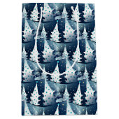 おもしろいスモダンカンジナビア抽象芸術松の木柄 ミディアムペーパーバッグ (正面)