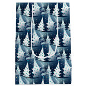 おもしろいスモダンカンジナビア抽象芸術松の木柄 ミディアムペーパーバッグ (裏面)