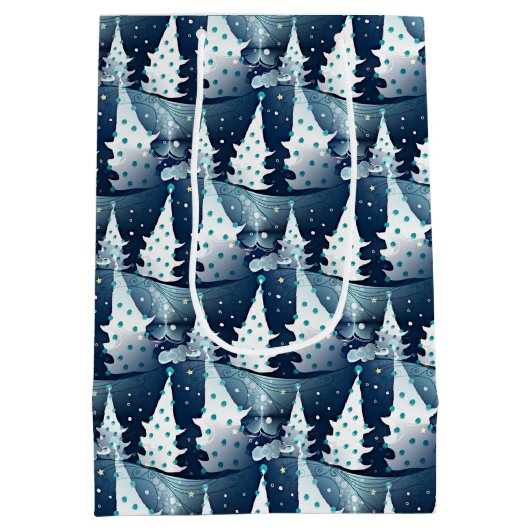 おもしろいスモダンカンジナビア抽象芸術松の木柄 ミディアムペーパーバッグ (裏面)