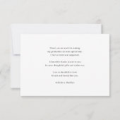 おもしろいスモダンクリプト青シンプルい写真卒業 サンキューカード (裏面)