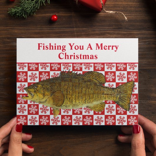 おもしろいスモールマウスベース魚釣りパンクリスマスカスタム シーズンカード