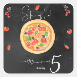 おもしろいスライス、ピザ誕生日 スクエアシール