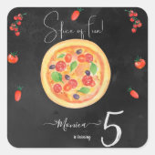 おもしろいスライス、ピザ誕生日 スクエアシール (正面)